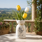 Custom Ceramic Botanical Flower Vase – Personalized Wedding Vase Gift for Couples