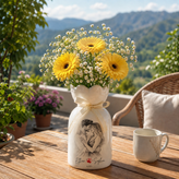 Custom Line Portrait Flower Vase – Personalized Ceramic Couple Photo Vase