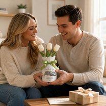 Personalized First Home Flower Vase – Custom New Home Gift for Couples