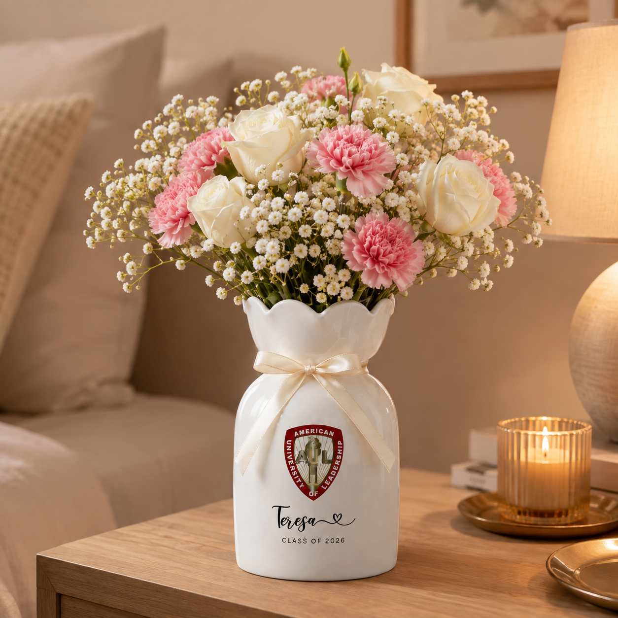 Personalized University College Graduation Gift Vase – Custom Class of 2026 Keepsake