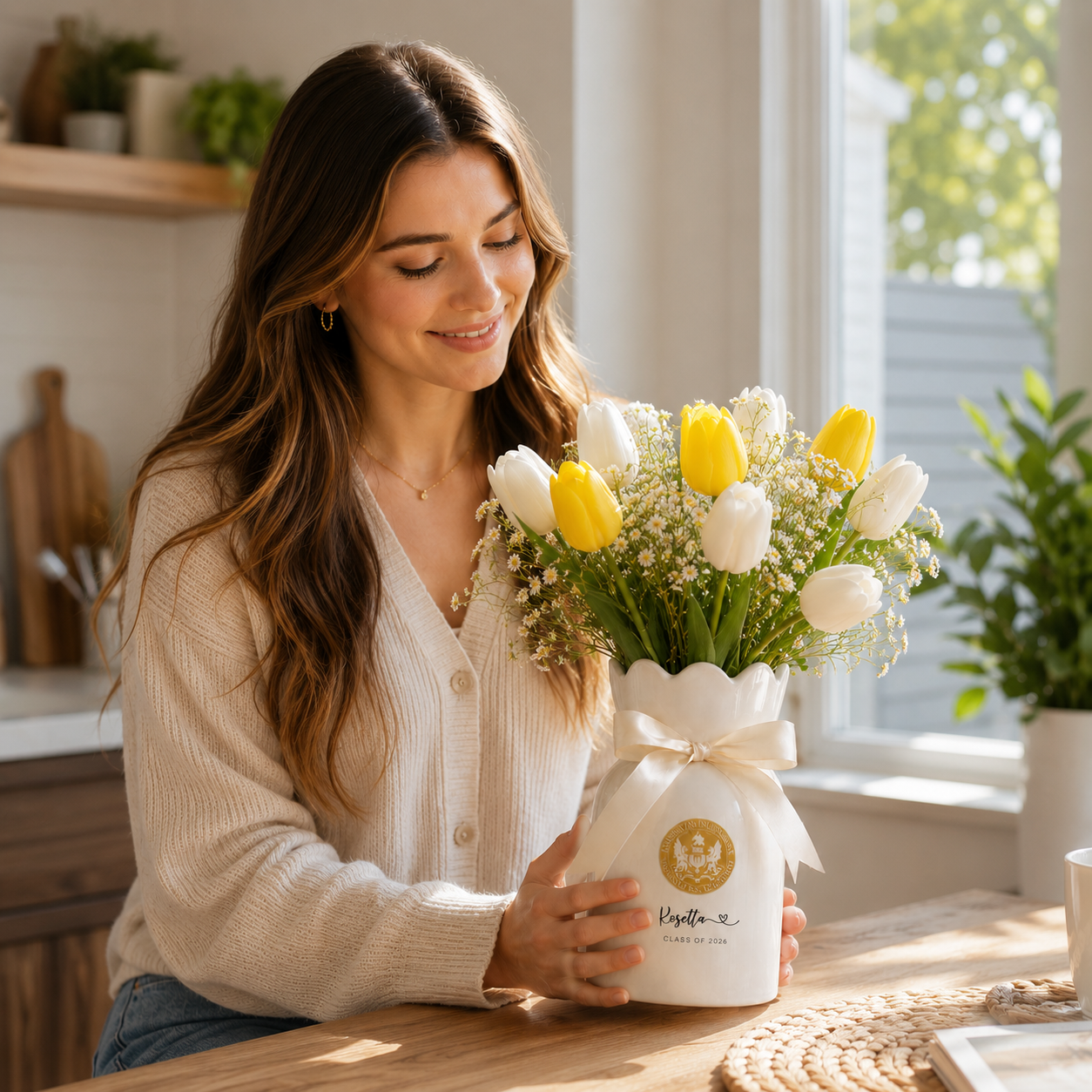 Personalized University College Graduation Gift Vase – Custom Class of 2026 Keepsake