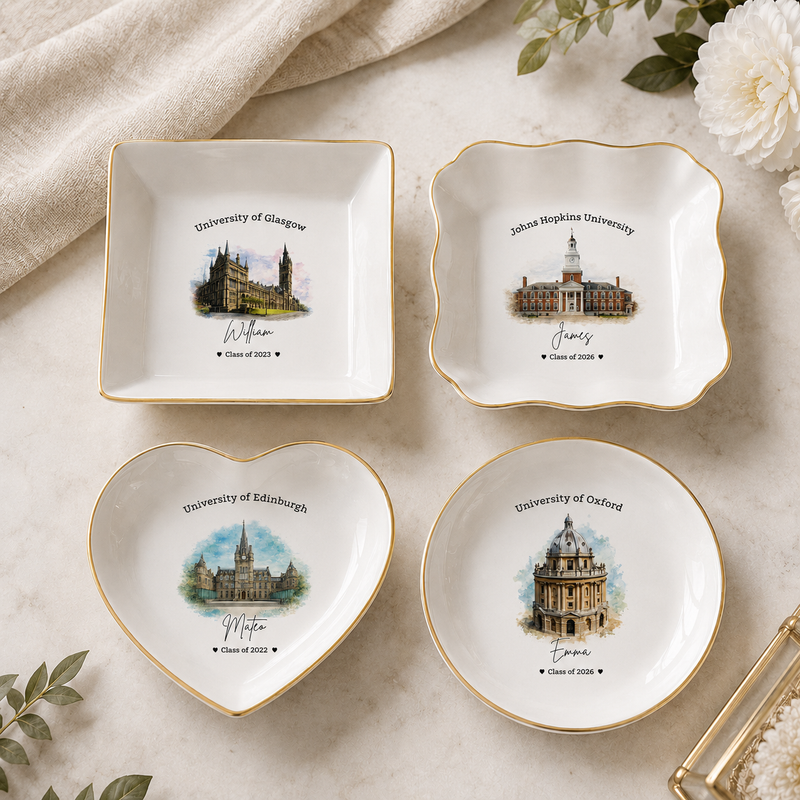 Personalized College Graduation Ring Dish, Custom University Keepsake Gift