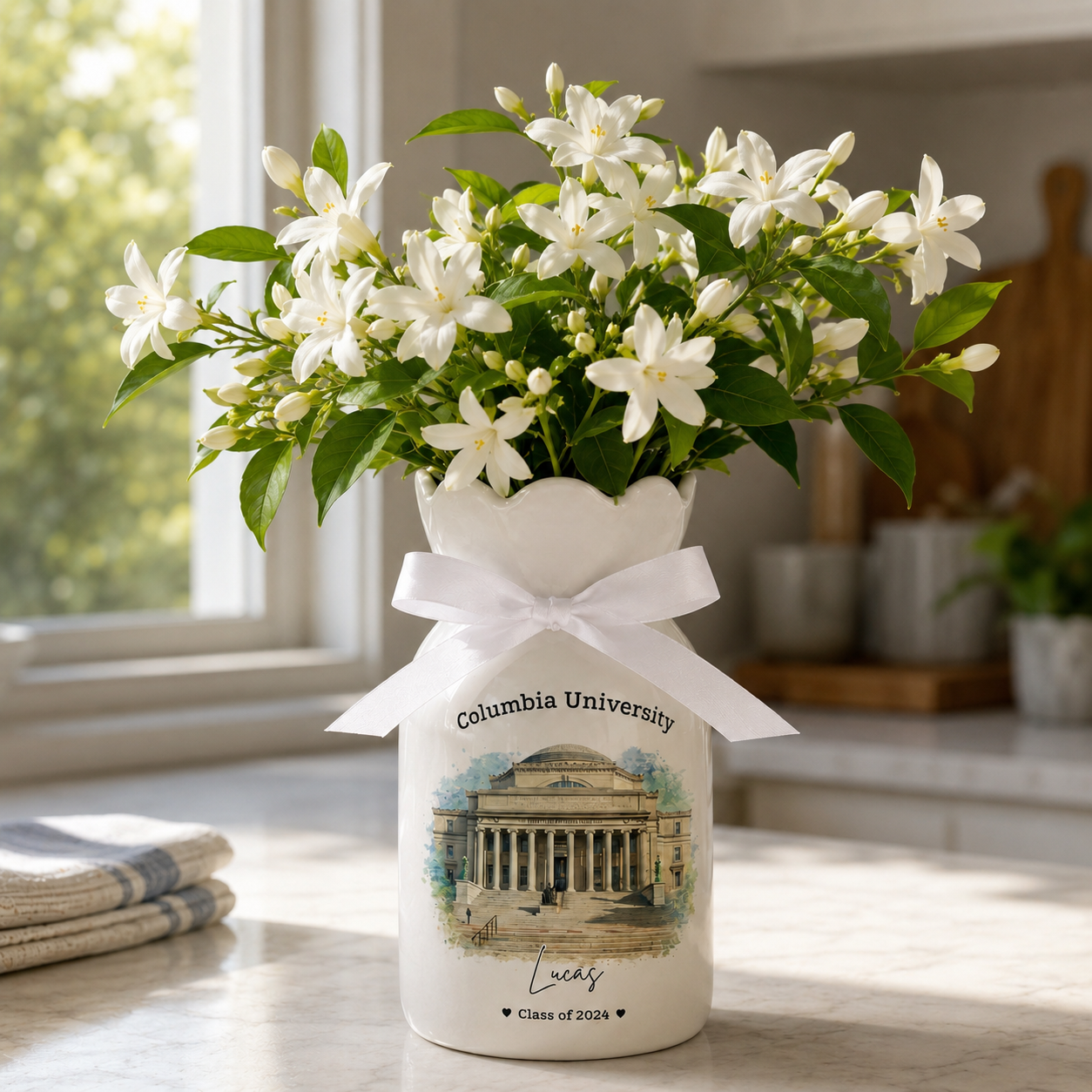 Custom University Vase – Personalized College Graduation Gift, Class of 2026 Keepsake