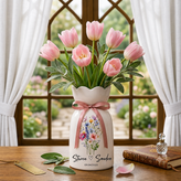 Personalized Wedding Flower Vase, Custom Birth Flower Couple Gift with Names & Wedding Date