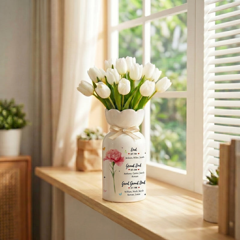 Personalized Great Grandfather Flower Vase – Custom Father’s Day Gift from Grandkids