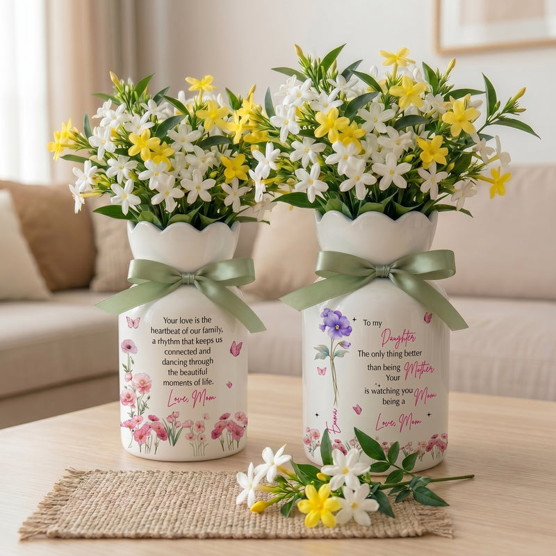 Personalized Daughter Flower Vase – Custom Mother Daughter Keepsake Gift