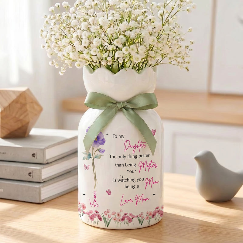 Personalized Daughter Flower Vase – Custom Mother Daughter Keepsake Gift