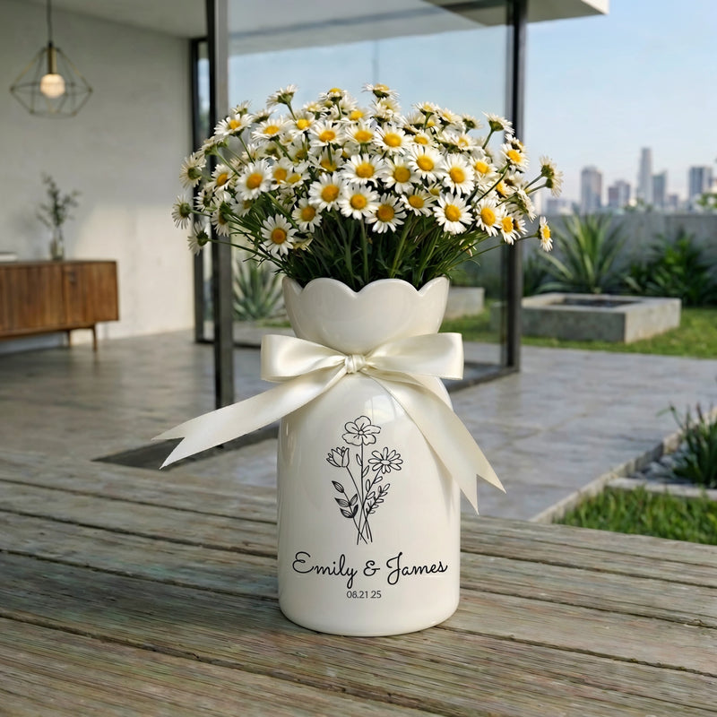 Custom Wedding Gifts Flower Vase – Personalized Engagement & Newlywed Couple Gift