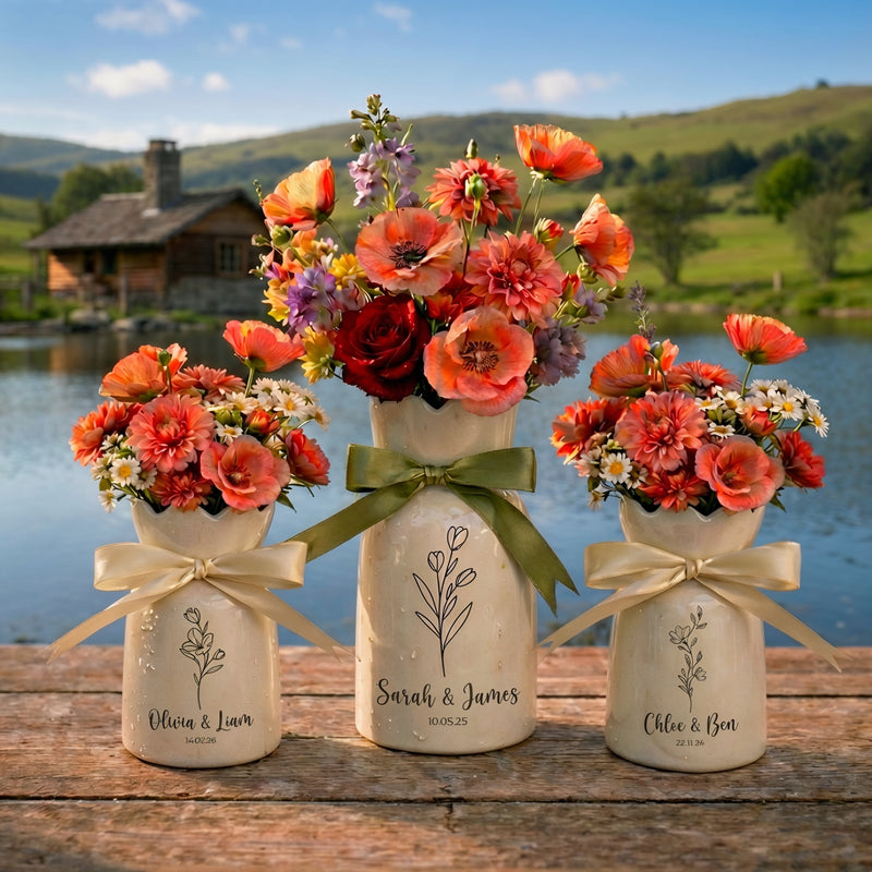 Custom Wedding Gifts Flower Vase – Personalized Engagement & Newlywed Couple Gift