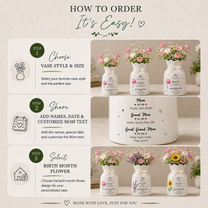 Personalized Birth Month Flower Vase – First Mom Then Grandma Now Great Grandma Gift