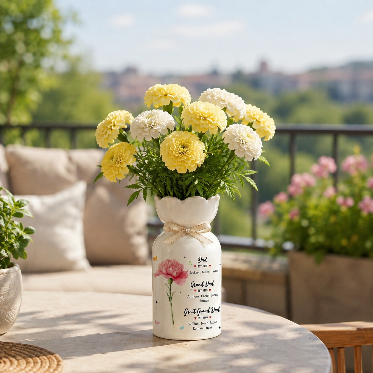 Personalized Great Grandfather Flower Vase – Custom Father’s Day Gift from Grandkids
