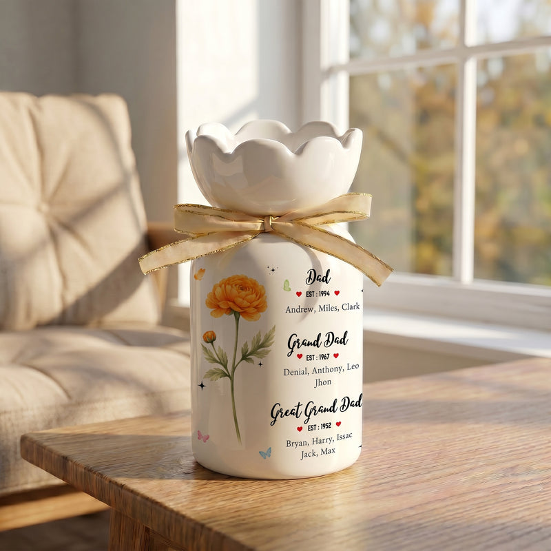 Personalized Great Grandfather Flower Vase – Custom Father’s Day Gift from Grandkids