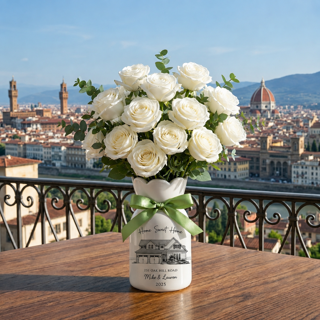 Personalized First Home Flower Vase – Custom New Home Gift for Couples