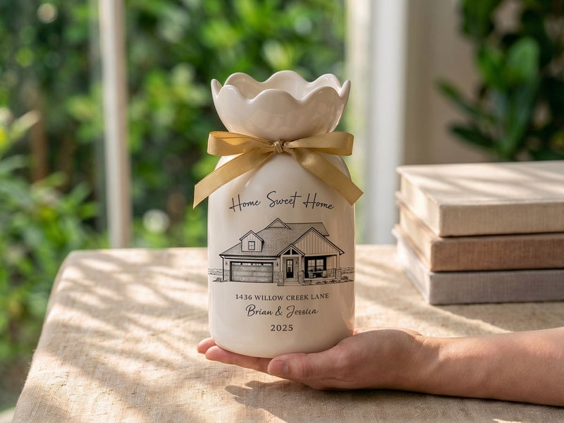 Personalized First Home Flower Vase – Custom New Home Gift for Couples