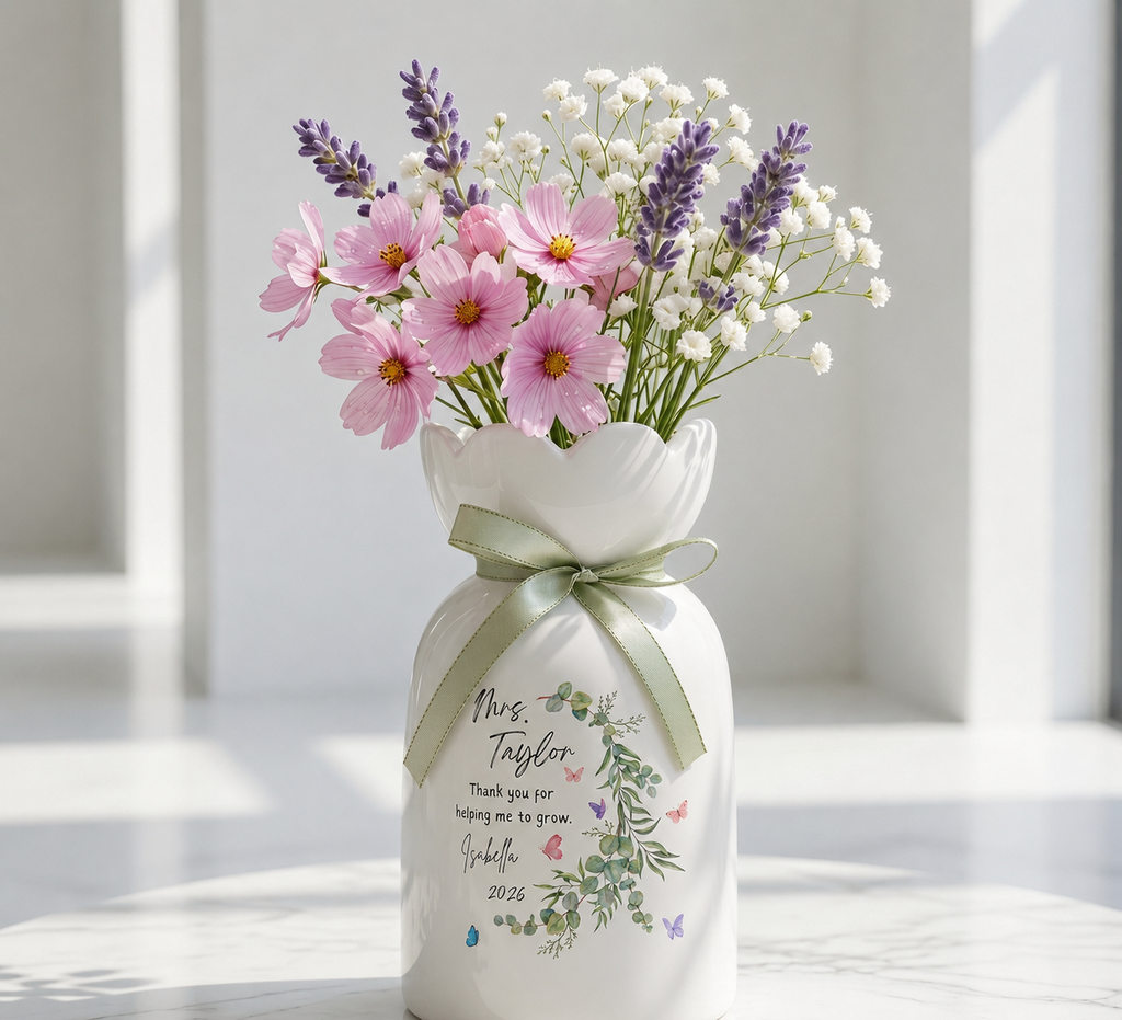 Custom Flower Pot Thank You for Helping Me Grow – Personalized Teacher Appreciation Gift