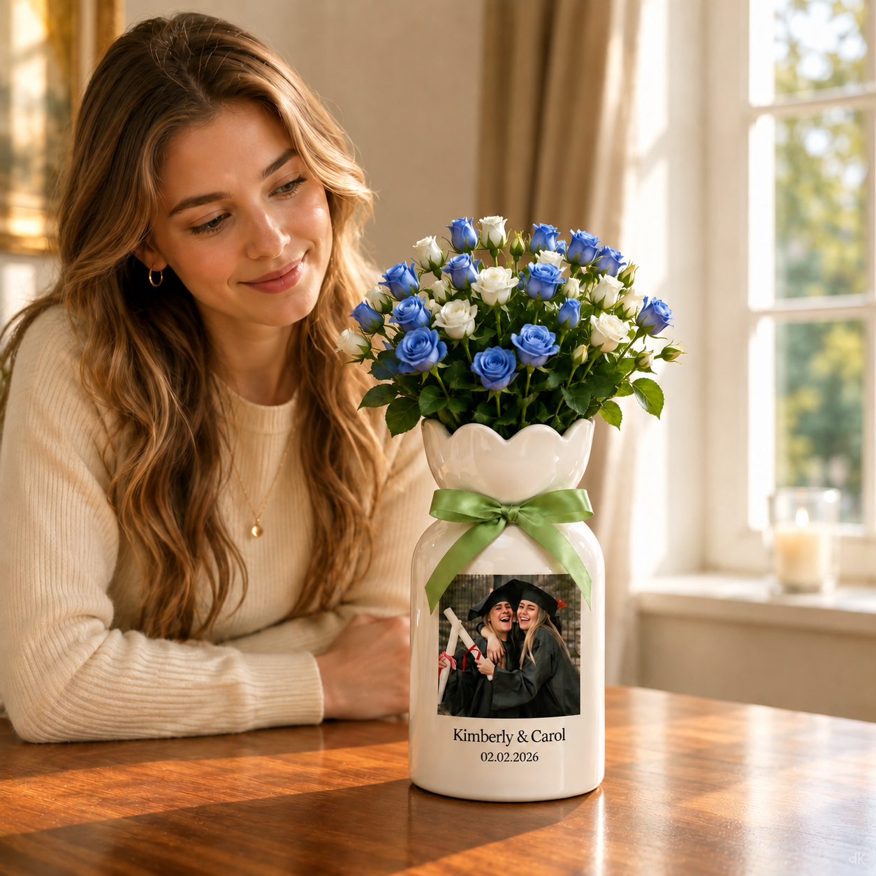 Personalized Besties Photo Ceramic Vase – Custom Best Friend Gift