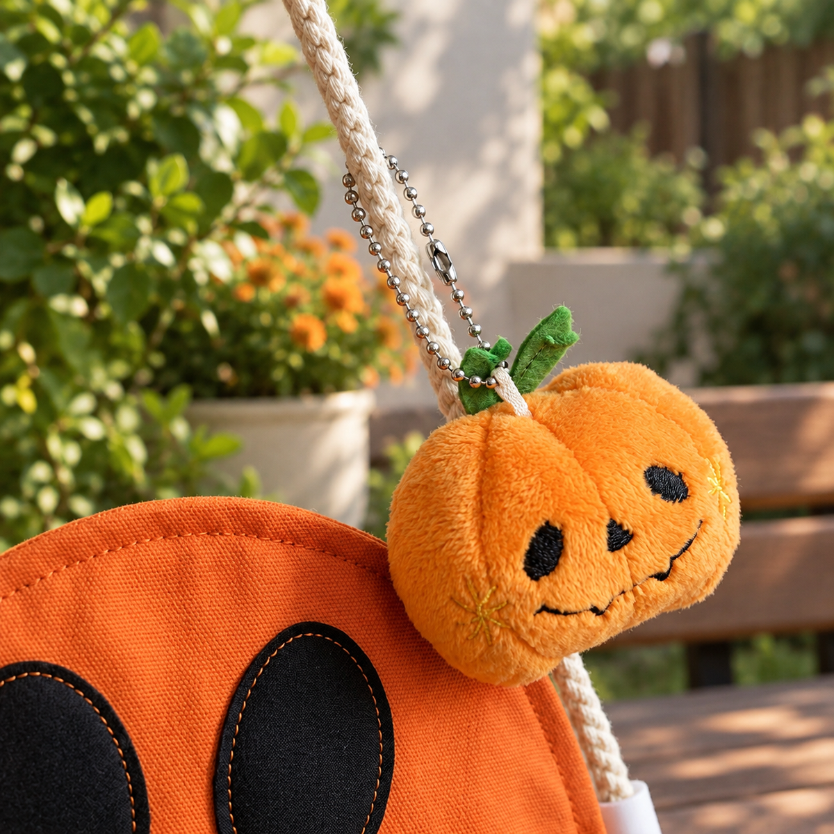Personalized Ghost Halloween Candy Bag, Custom Name Trick or Treat Bag with Plush Charm