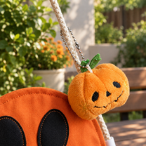 Personalized Ghost Halloween Candy Bag, Custom Name Trick or Treat Bag with Plush Charm