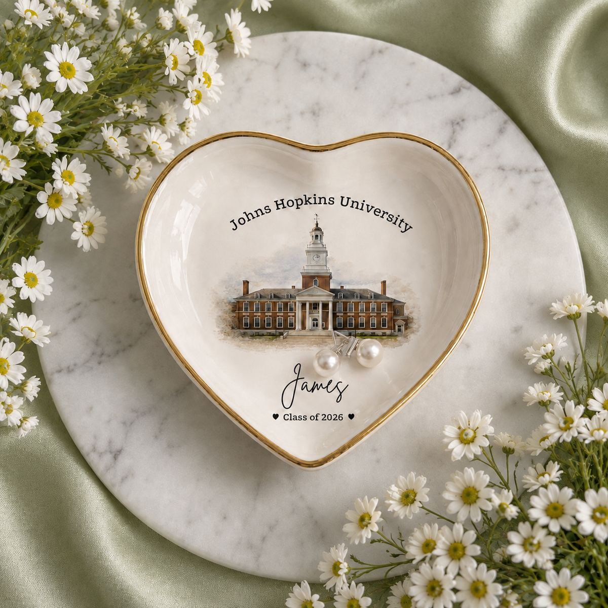 Personalized College Graduation Ring Dish, Custom University Keepsake Gift