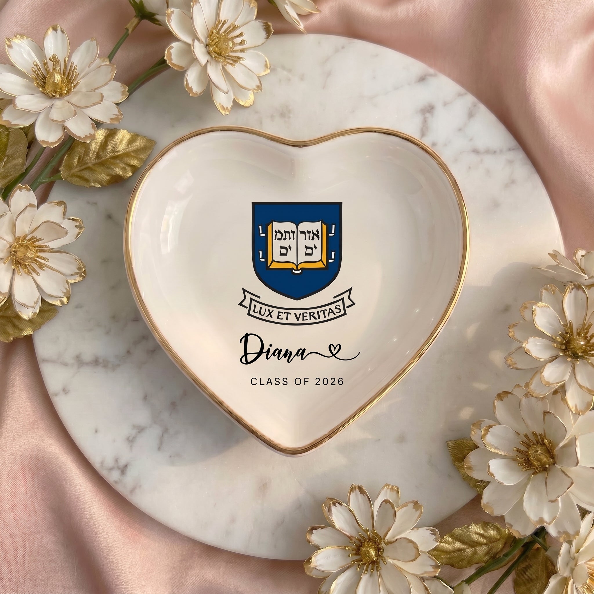 Personalised University College Graduation Gift Ring Dish, Custom Class of 2026 Keepsake
