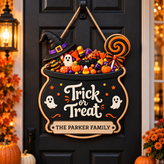 Personalized Trick or Treat Halloween Door Sign