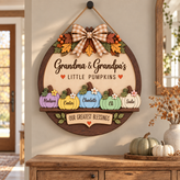 Custom Grandma & Grandpa Fall Pumpkin Door Hanger