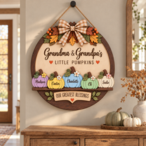 Custom Grandma & Grandpa Fall Pumpkin Door Hanger