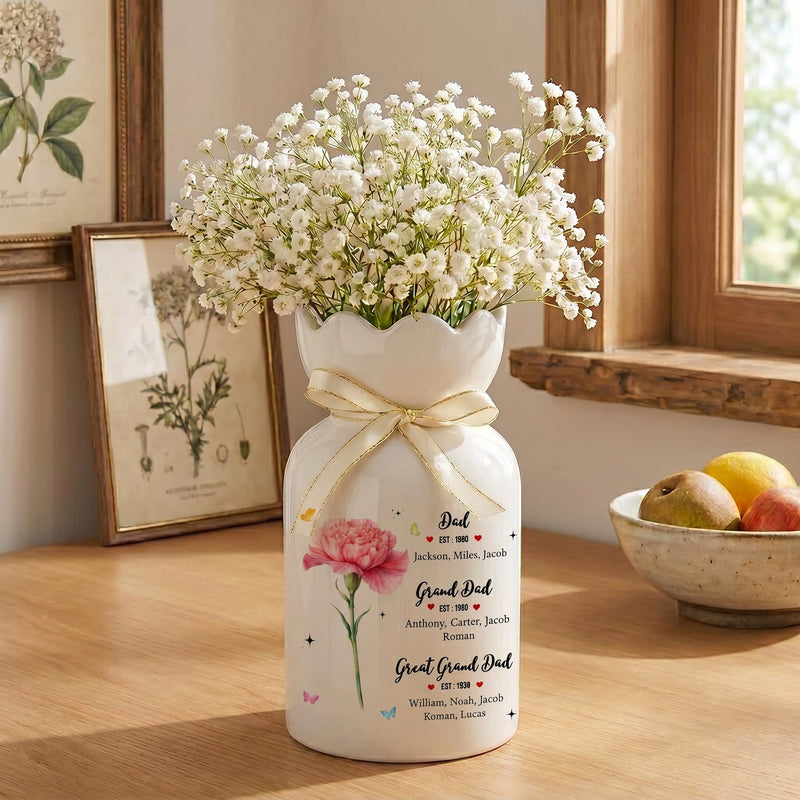 Personalized Great Grandfather Flower Vase – Custom Father’s Day Gift from Grandkids