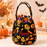 Custom Name Embroidery Halloween Basket for Kids