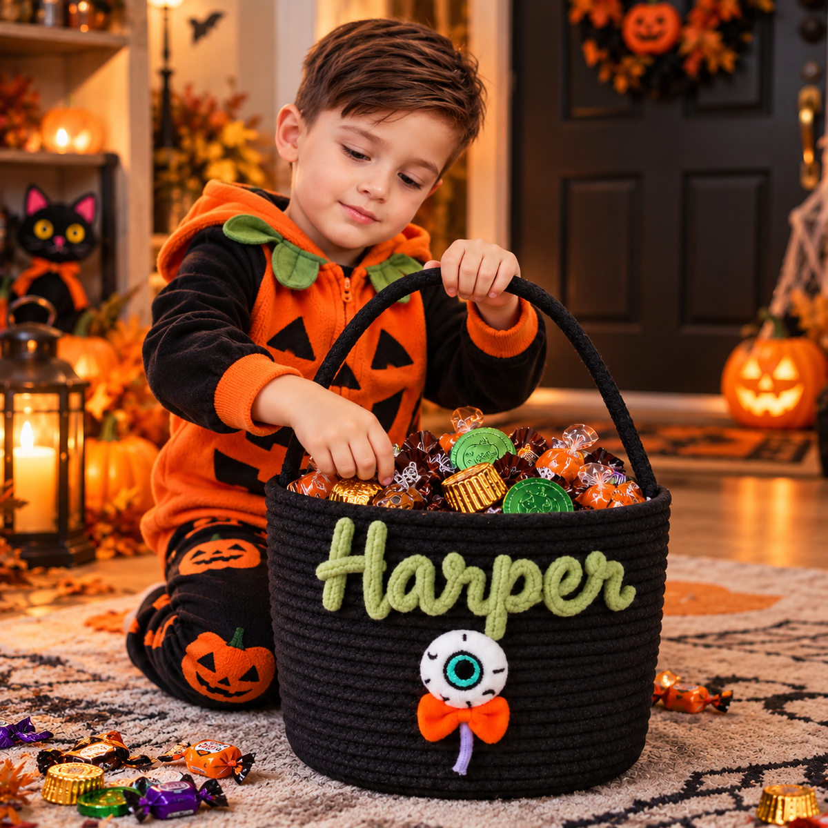 Personalized Halloween Treat Basket for Trick-or-Treating