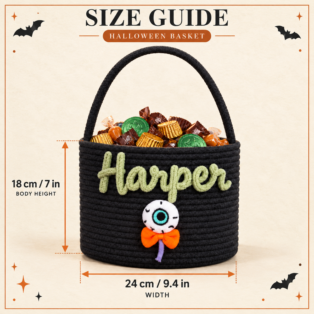 Personalized Halloween Treat Basket for Trick-or-Treating