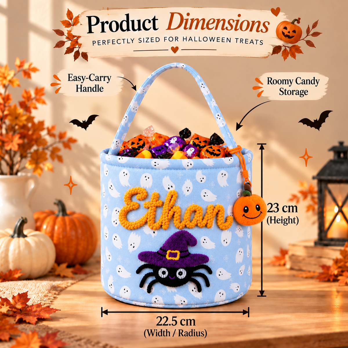 Personalized Halloween Candy Bag for Kids with Custom Name