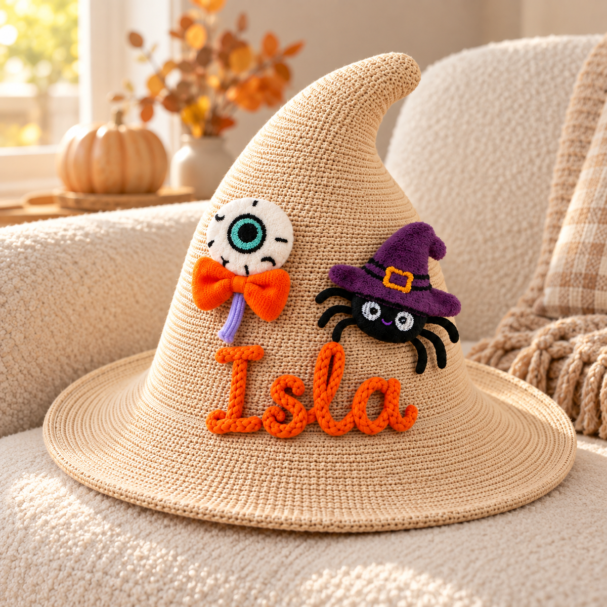 Personalized Halloween Witch Hat with Embroidered Name Design