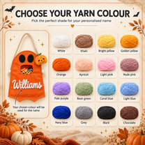 Personalized Ghost Halloween Candy Bag, Custom Name Trick or Treat Bag with Plush Charm