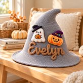 Personalized Halloween Witch Hat with Embroidered Name Design