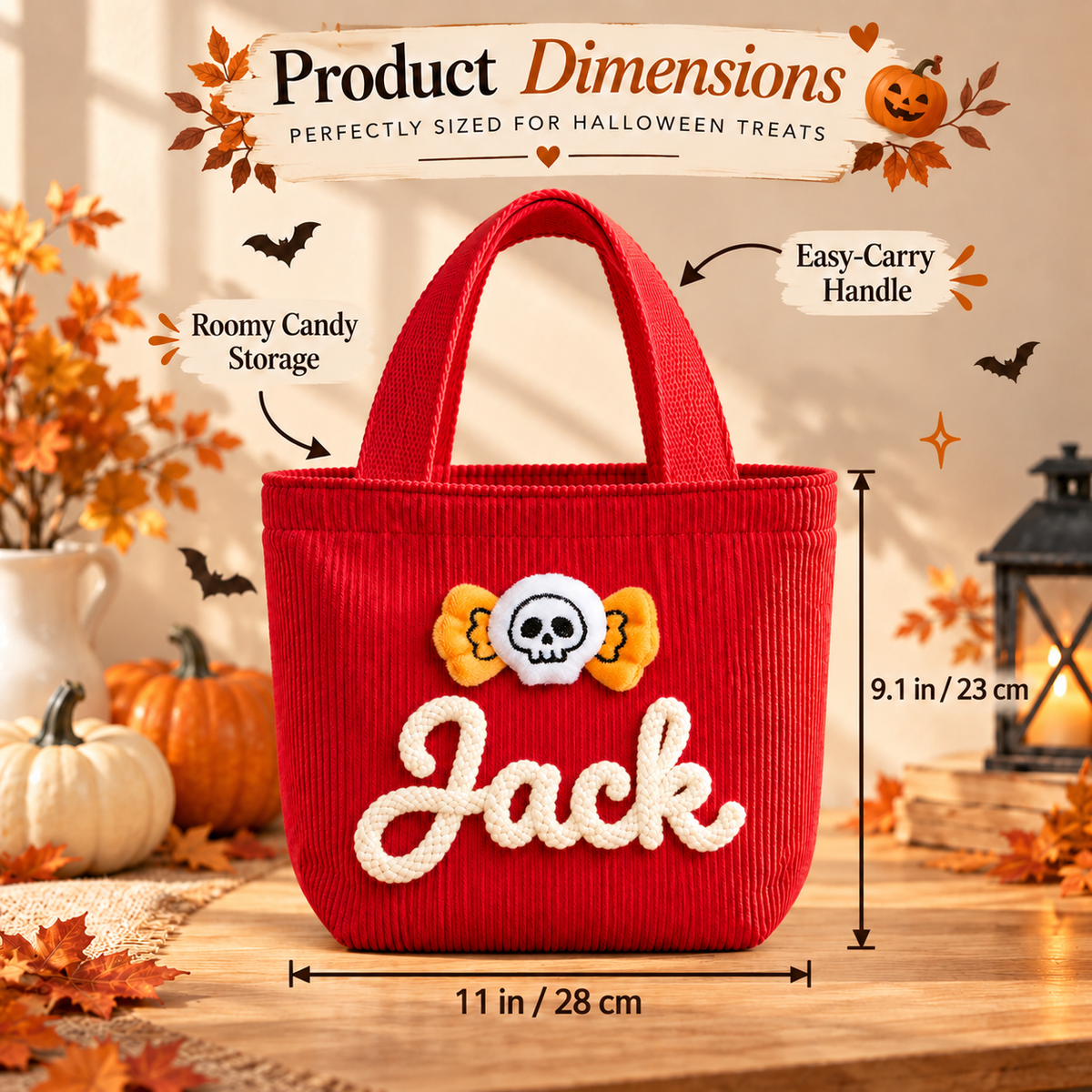 Halloween Candy Bag for Kids Personalized with Name