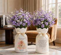 Personalized In Loving Memory Ceramic Flower Vase – Custom Photo Memorial Gift