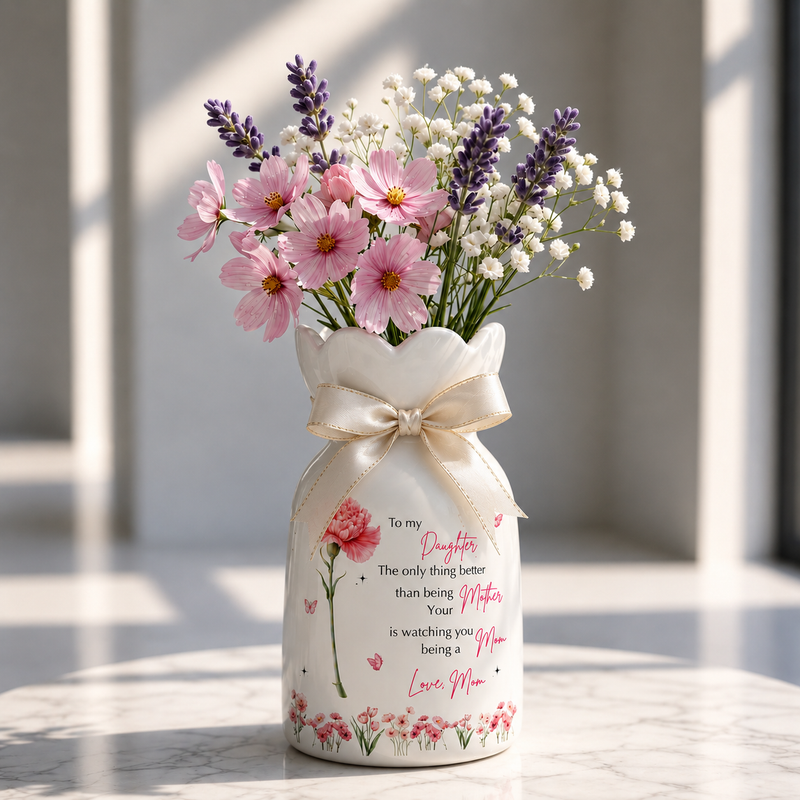 Personalized Daughter Flower Vase – Custom Mother Daughter Keepsake Gift