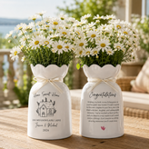 Personalized First Home Gift Ceramic Flower Vase – Custom New Home & Housewarming Gift