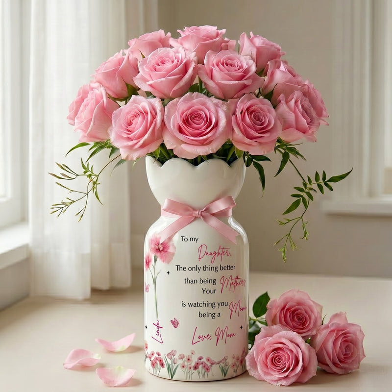 Personalized Daughter Flower Vase – Custom Mother Daughter Keepsake Gift