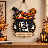 Personalized Trick or Treat Halloween Door Sign