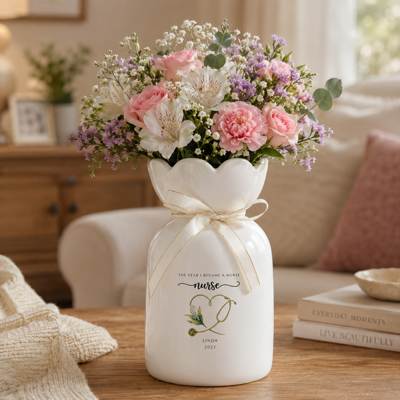 Custom Nurse Vase – Personalized Nurse Graduation Gift, RN Pinning Ceremony Gift & Custom Doctor Vase