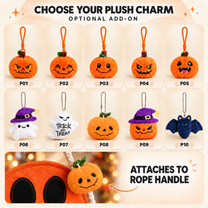 Personalized Ghost Halloween Candy Bag, Custom Name Trick or Treat Bag with Plush Charm