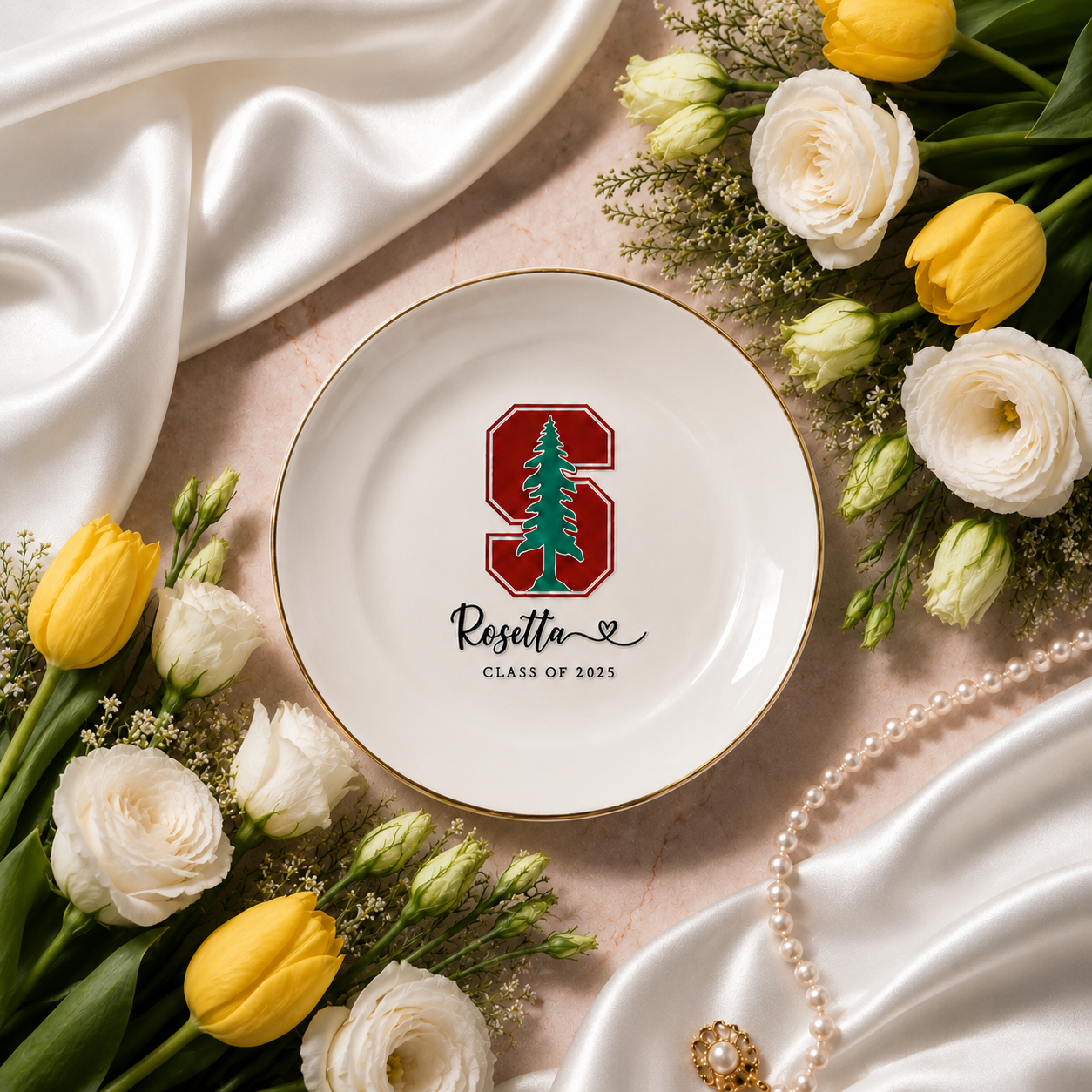 Personalised University College Graduation Gift Ring Dish, Custom Class of 2026 Keepsake
