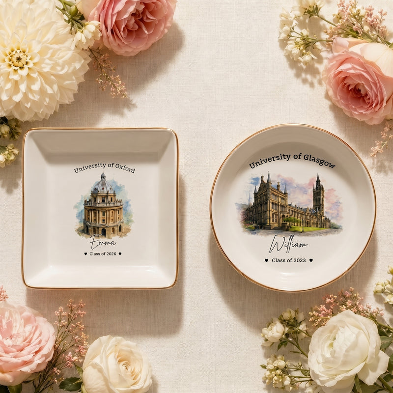 Personalized College Graduation Ring Dish, Custom University Keepsake Gift