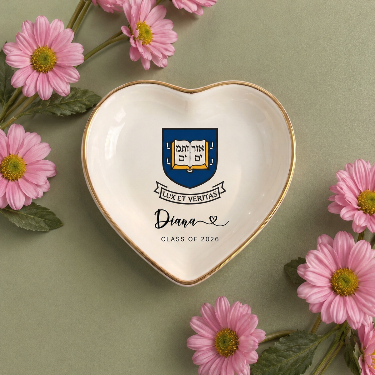 Personalised University College Graduation Gift Ring Dish, Custom Class of 2026 Keepsake