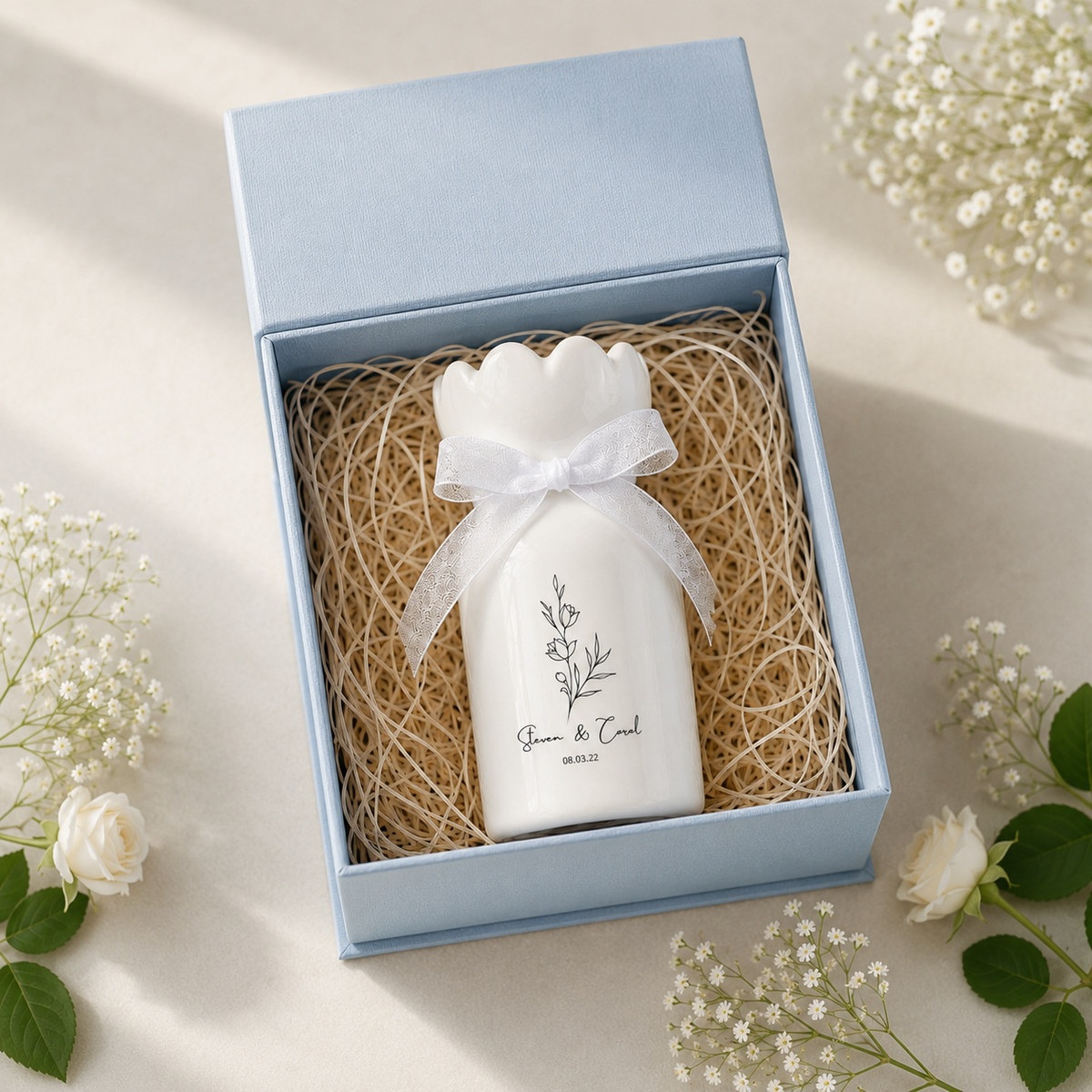 Custom Wedding Gifts Flower Vase – Personalized Engagement & Newlywed Couple Gift