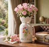 Personalized Wedding Flower Vase, Custom Birth Flower Couple Gift with Names & Wedding Date