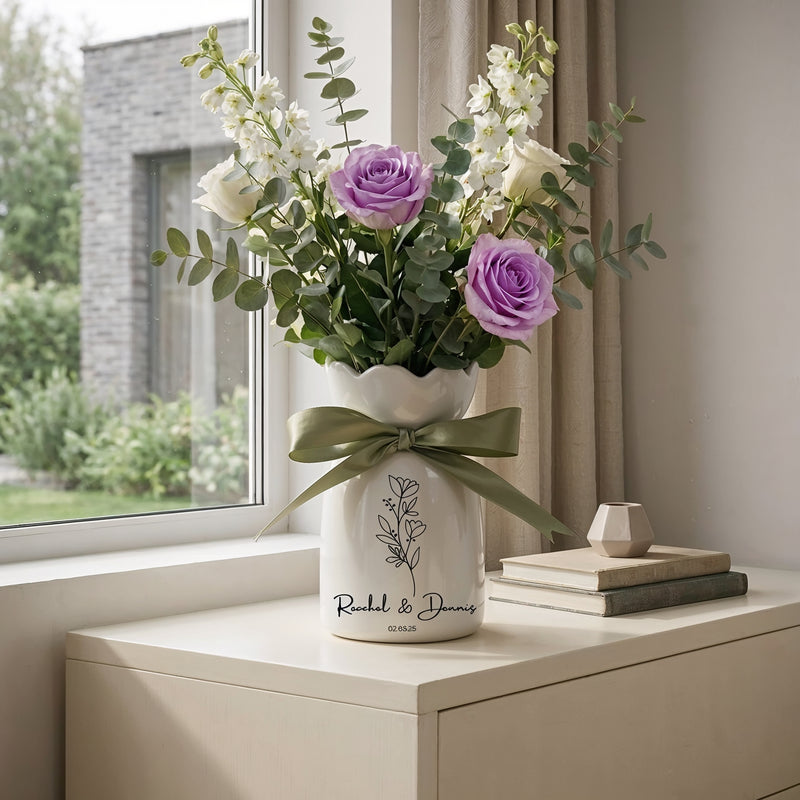 Custom Wedding Gifts Flower Vase – Personalized Engagement & Newlywed Couple Gift
