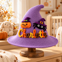 Personalized Halloween Witch Hat with Embroidered Name Design